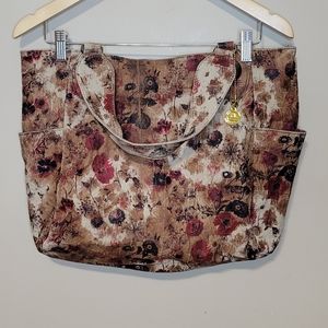 Big Buddha Boho Floral Linen  Multi Pocket Shoulder Bag